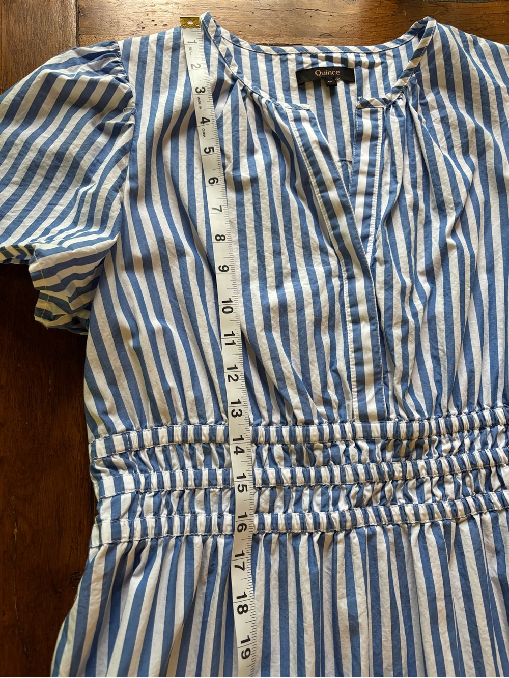 Women’s Quince Blue and White Striped Maxi Dress - Picture 8 of 9